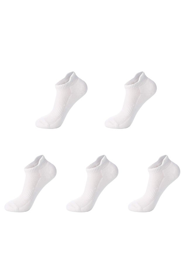 5 أزواج من الجوارب الرياضية البيضاء، مقاس أمريكي 6.5-8 (مقاس واحد يناسب الجميع) - Image 1